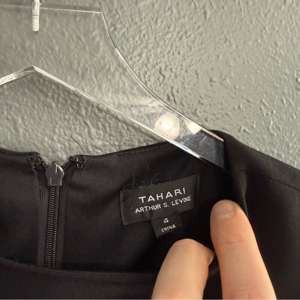 Tahari ASL Black Cape Sleeve Dress Size 4 - Picture 8 of 8